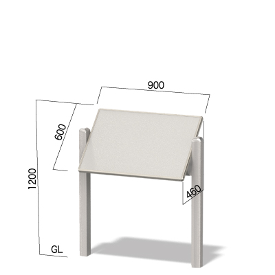 横幅1200㎜の縦900㎜の傾斜のある看板