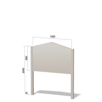 横1500㎜の高さ2000㎜の上部がペンシル形の看板