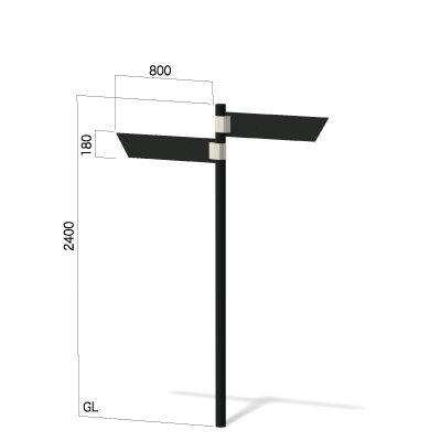横800㎜の高さ2400㎜の2方向指示看板