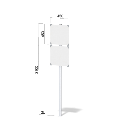 450㎜正方形の面板2枚と高さ2100㎜の看板