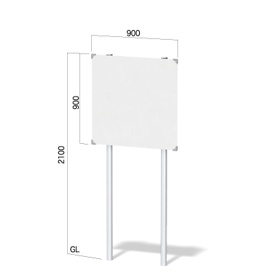 900㎜の正方形の面板に高さ2100㎜の看板
