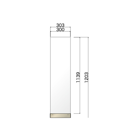 横303㎜×高さ1203㎜のホワイト色の看板