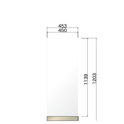 横453㎜×高さ1203㎜のホワイト色の看板