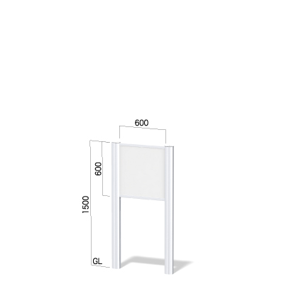 横600㎜×高さ1500㎜のシルバーのフレームの看板