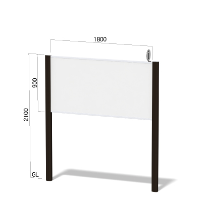 横1800㎜×高さ2100㎜のダークブロンズ色のフレームの看板