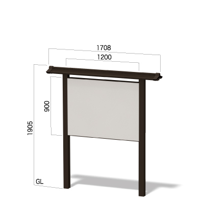 1200㎜×900㎜の面板と高さ1905㎜の庇付きの和風看板