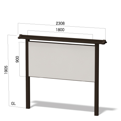 1800㎜×900㎜の面板と高さ1905㎜の庇付きの和風看板